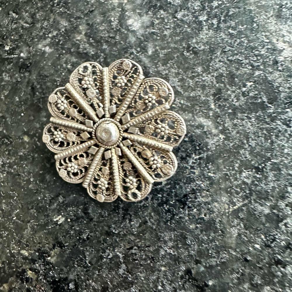 Elegant Silver Floral Brooch